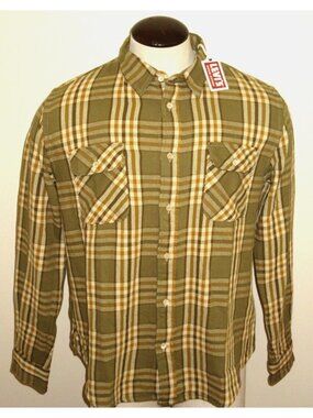 Levi's Strauss Men's Authentic Western button Up Vintage Green Flannel Shirt NWT